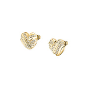 morellato 18k gold plated battito earr ss yg heart crystal 1.2cm