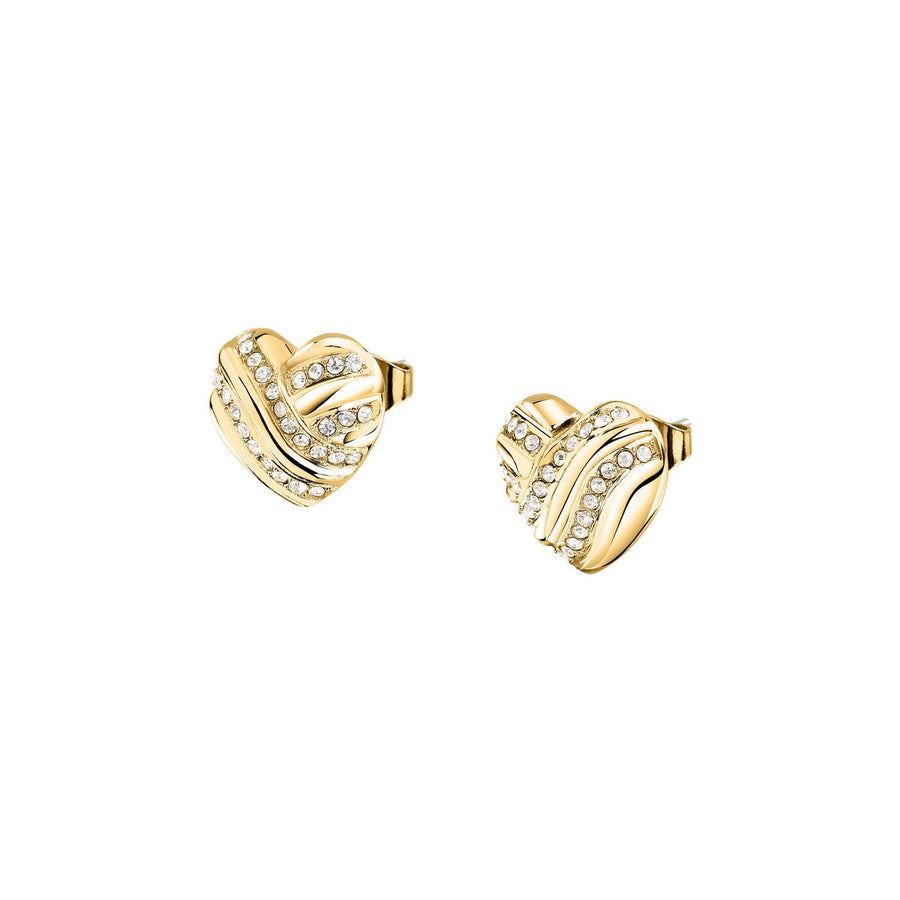 morellato 18k gold plated battito earr ss yg heart crystal 1.2cm