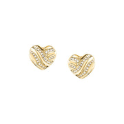 morellato 18k gold plated battito earr ss yg heart crystal 1.2cm
