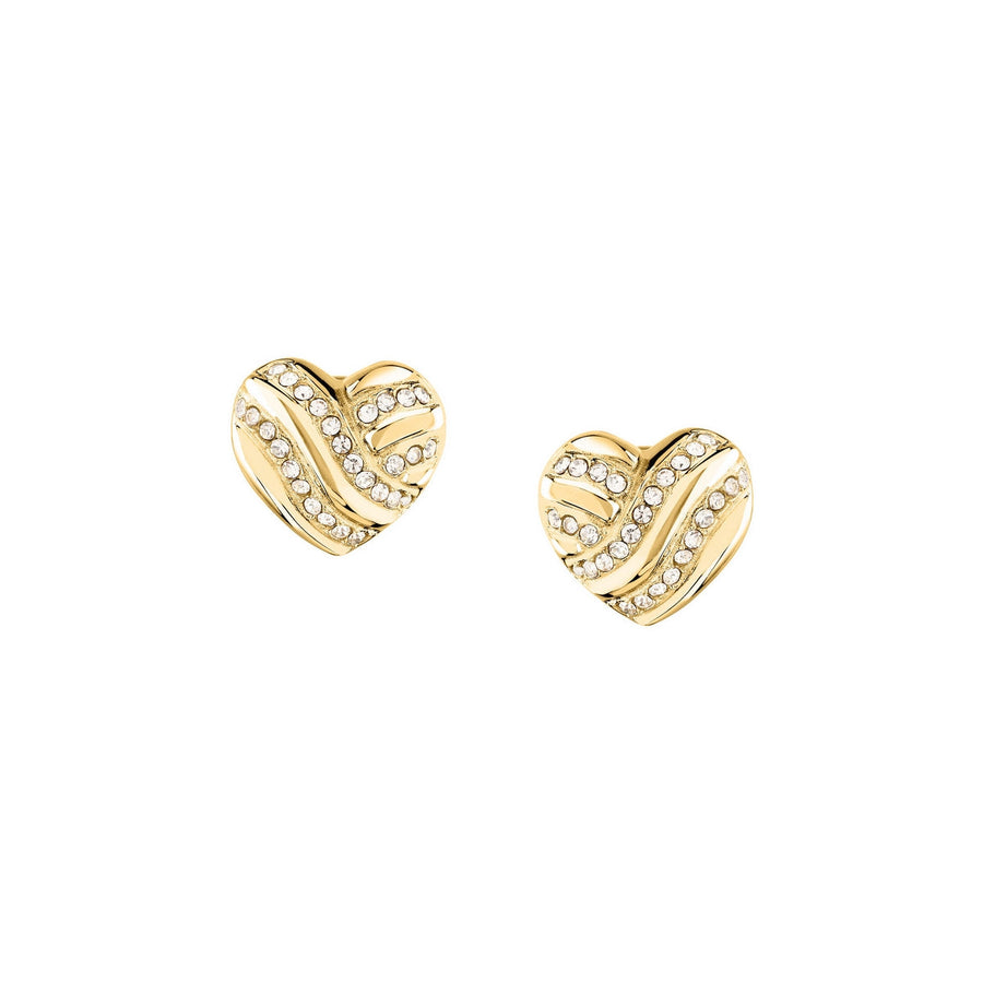 morellato 18k gold plated battito earr ss yg heart crystal 1.2cm
