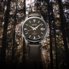 seiko prospex alpinist forest brown leather strap watch