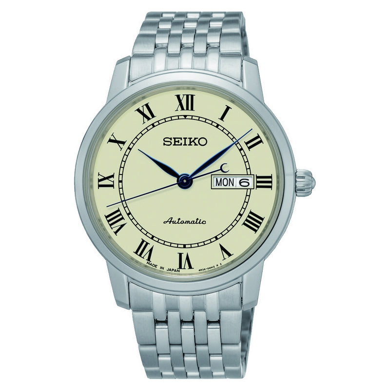 seiko presage automatic stainless steel white dial bracelet watch