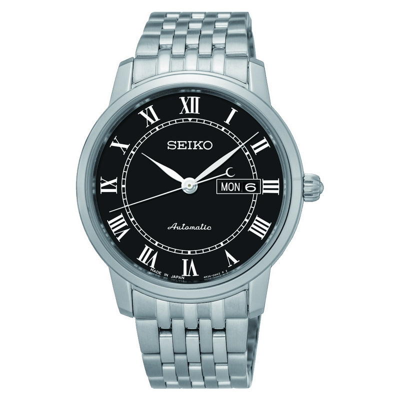 seiko presage automatic stainless steel black dial bracelet watch
