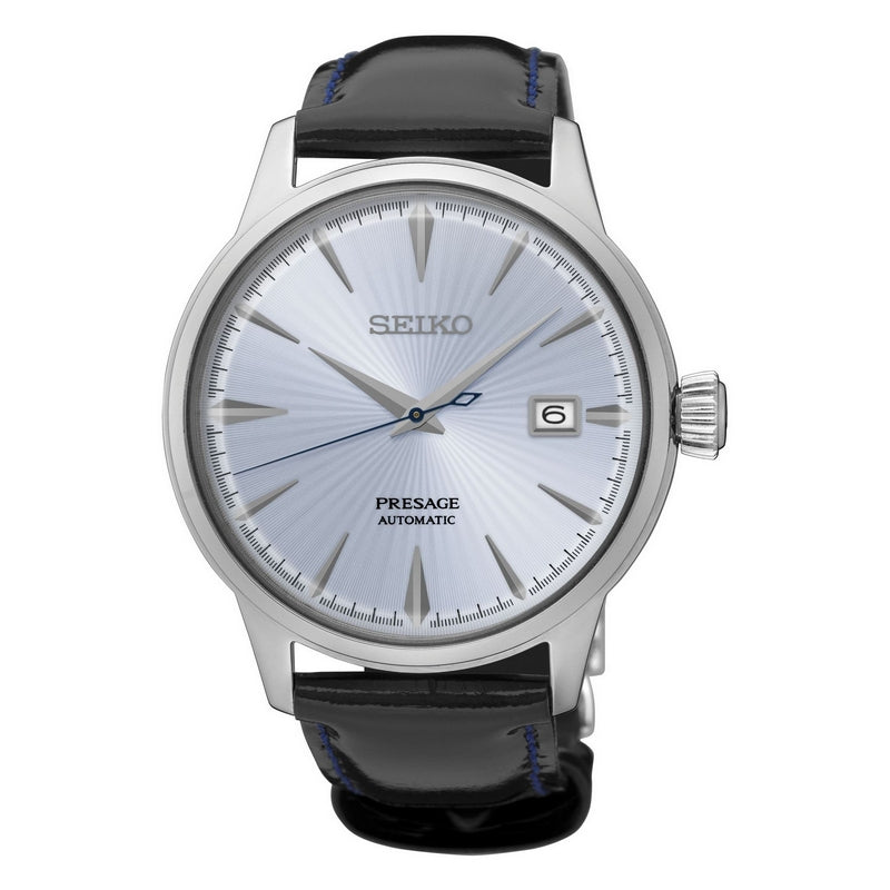 seiko presage cocktail automatic stainless steel black strap watch