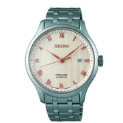 seiko presage zen garden 41mm cream dial  automatic stainless steel bracelet watch