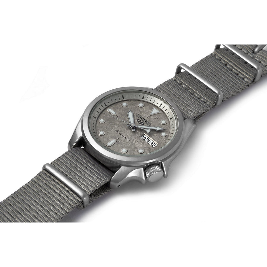 seiko seiko 5 sports concrete  automatic silver dial, 40mm, 10bar, nylon  watch