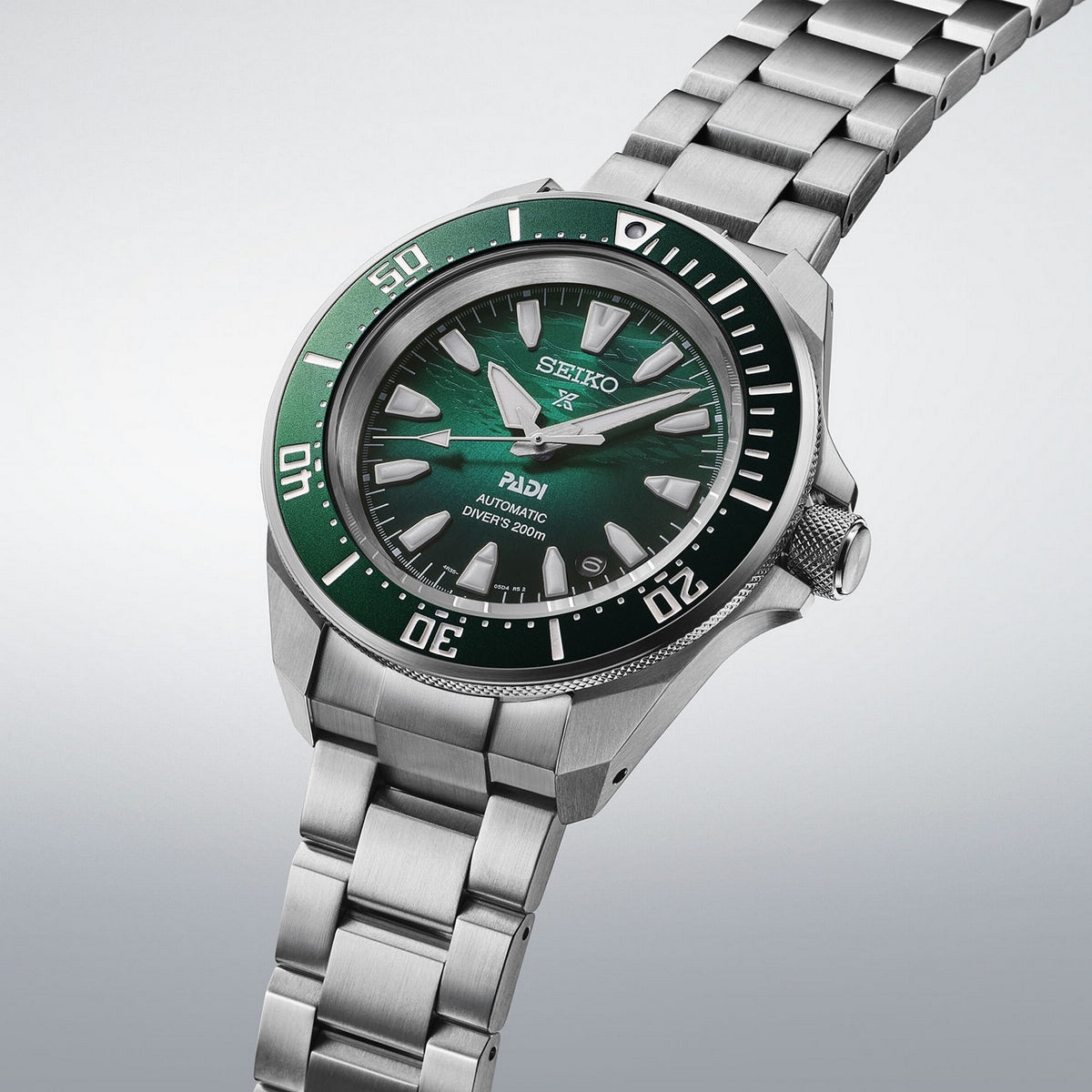 seiko prospex padi 60th anniversary 4r compact mechanical diver's watch in green