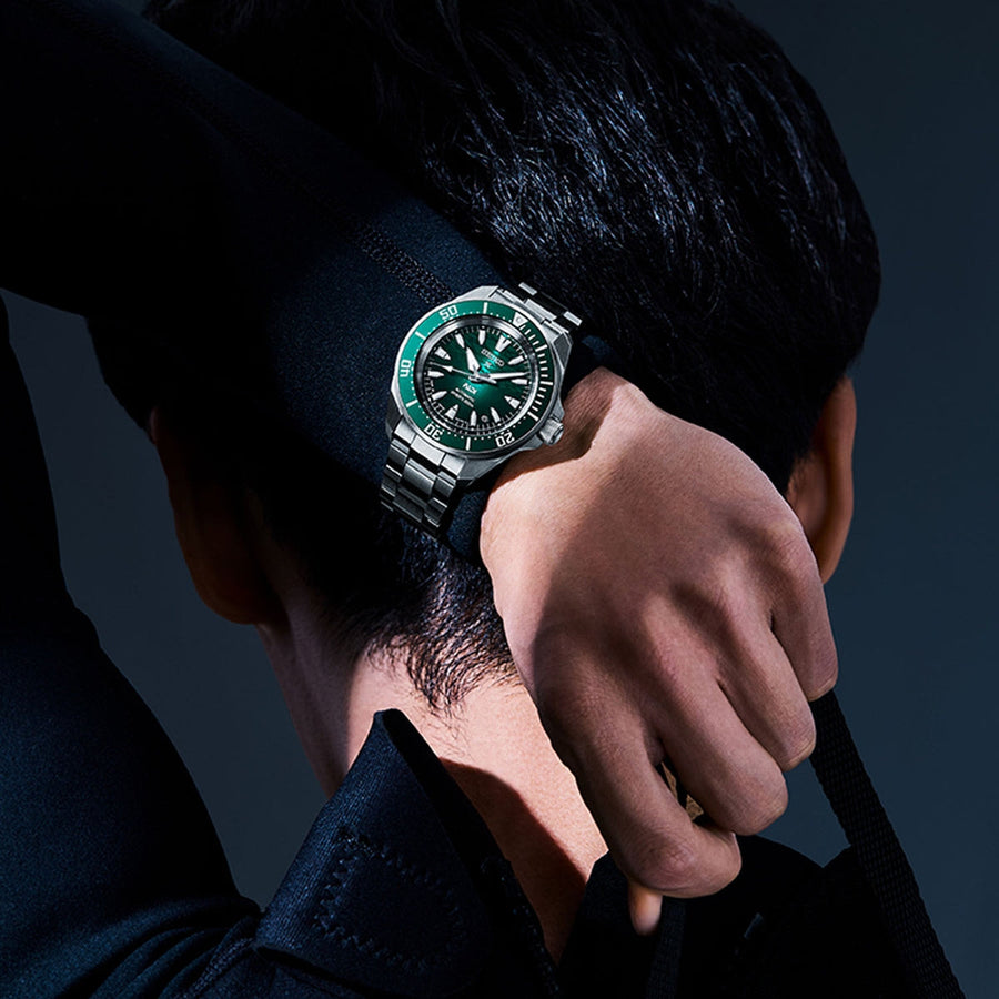 seiko prospex padi 60th anniversary 4r compact mechanical diver's watch in green