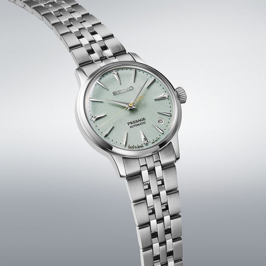 seiko presage 'frozen mojito' diamond cocktail time 34mm