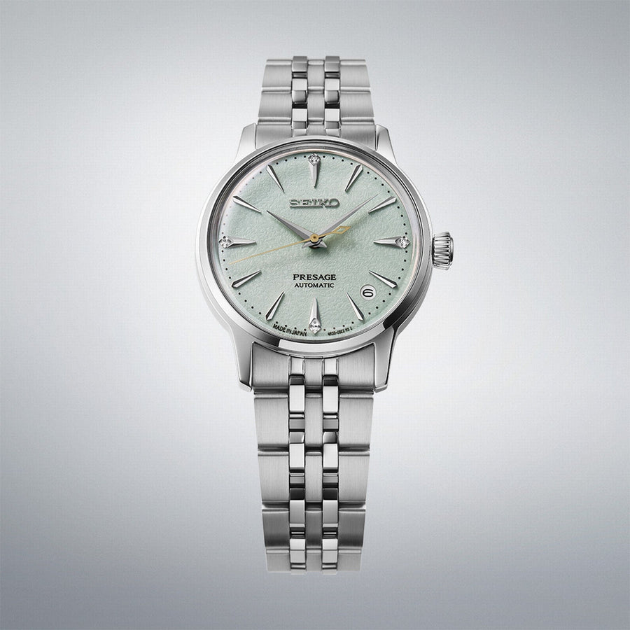 seiko presage 'frozen mojito' diamond cocktail time 34mm