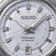 seiko presage style 60s in silvery violet bracelet watch
