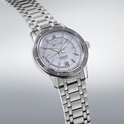 seiko presage style 60s in silvery violet bracelet watch