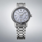 seiko presage style 60s in silvery violet bracelet watch