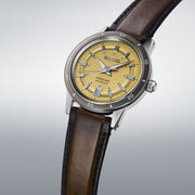 seiko presage style 60s in golden yellow strap watch