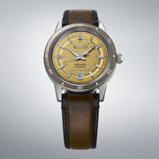 seiko presage style 60s in golden yellow strap watch