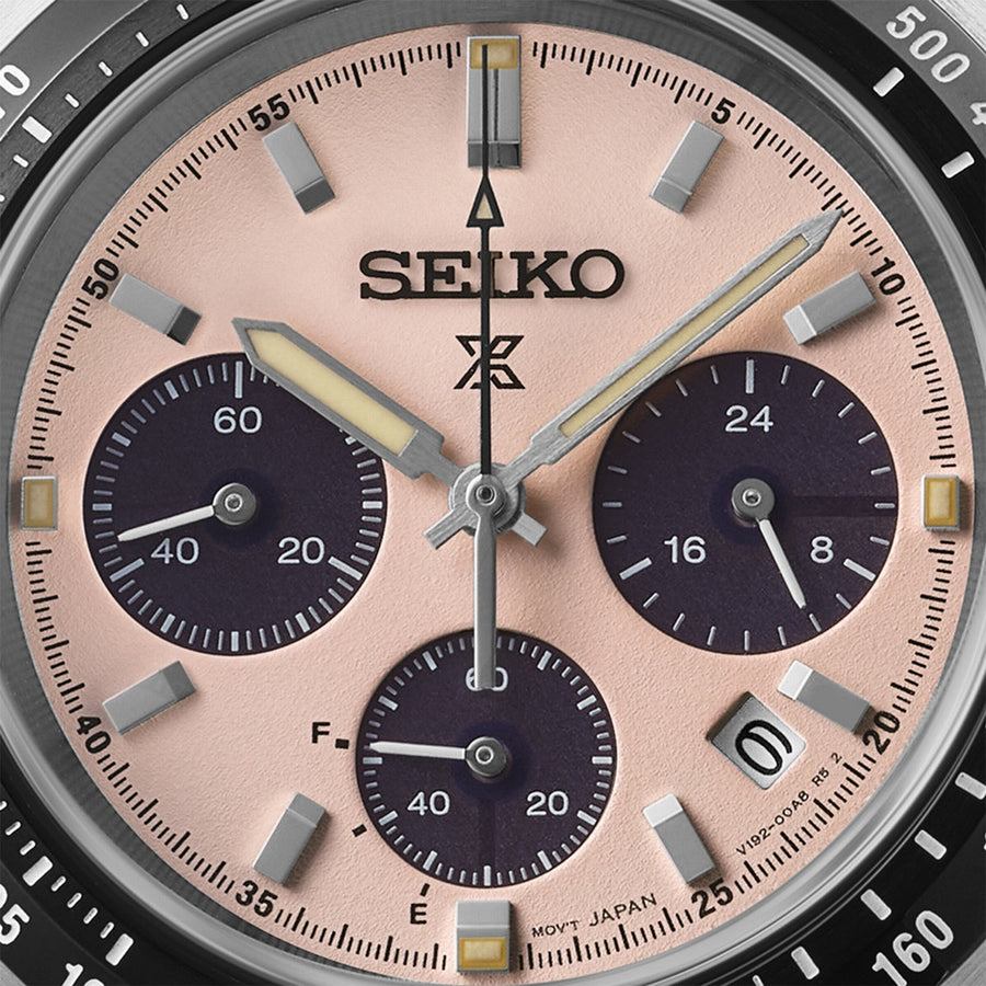 seiko prospex pink solar speedtimer 39mm bracelet watch