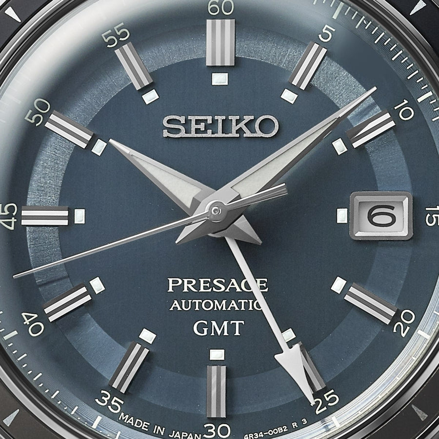 seiko presage 'petrol blue' style 60s road trip gmt