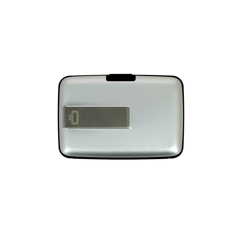 ogon silver aluminium credit card holder with money clip