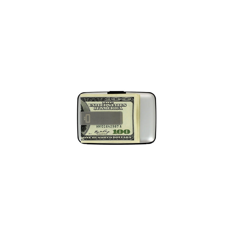 ogon silver aluminium credit card holder with money clip