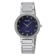 seiko solar ladies stainless steel blue dial bracelet watch