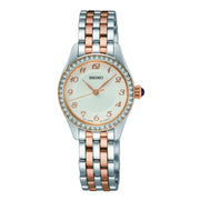 seiko quartz ladies two tone white dial bracelet watch