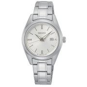 seiko quartz ladies stainless steel white dial bracelet watch