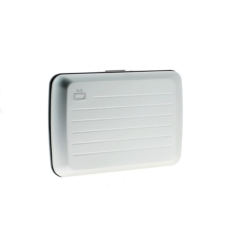 ogon stockholmv2 silver aluminium credit card holder  metal lock