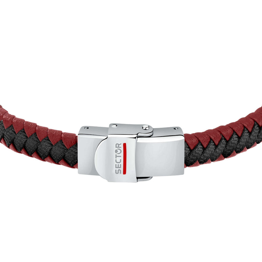 sector bandy bracelet with red leather and back nylon  21cm