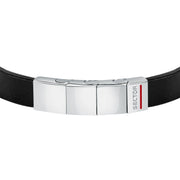 sector bandy bracelet black leather strap & tag 22cm