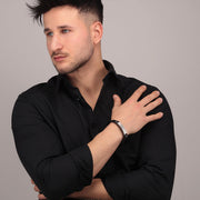 sector bandy bracelet black leather strap & tag 22cm