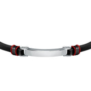 sector bandy bracelet black leather & ip black ring 22cm