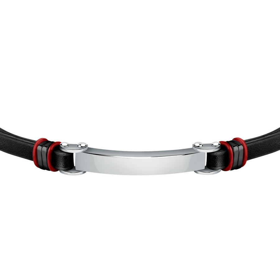 sector bandy bracelet black leather & ip black ring 22cm