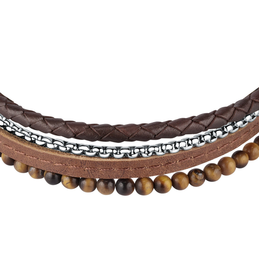 sector bandy bracelet bn leathe tiger eye sto 22.5cm