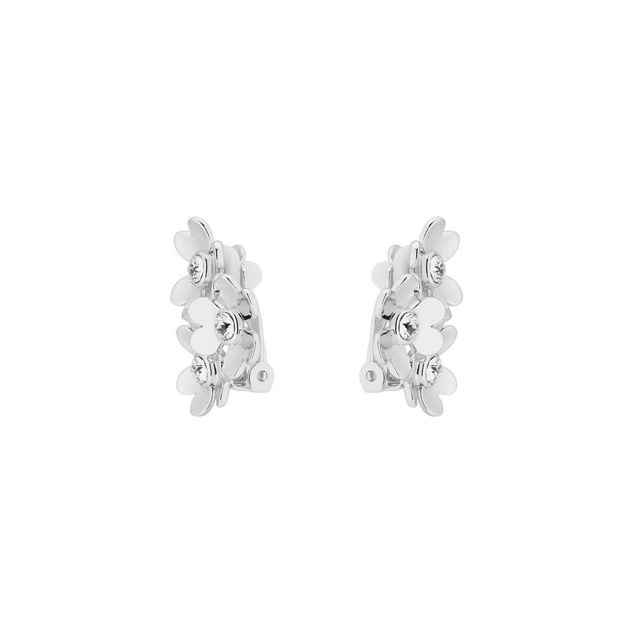 harela: heart blossom clip earring silver/crystal