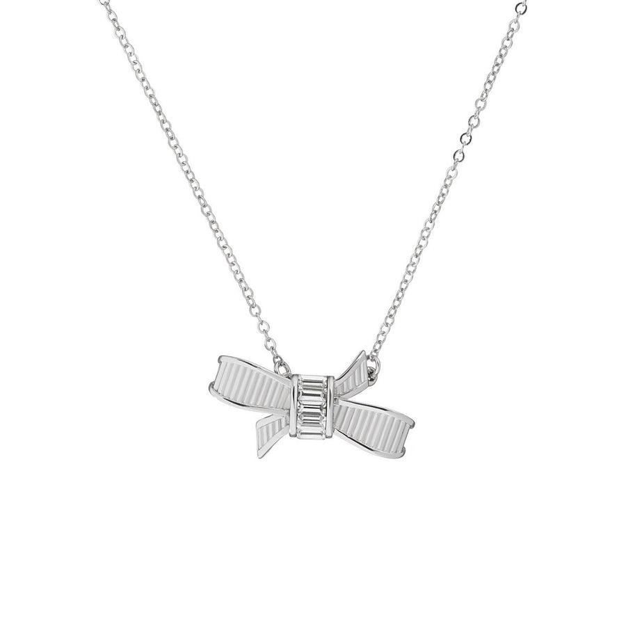 dameka: ribbon bow pendant silver/crystal