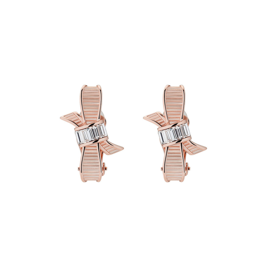 dalika: ribbon bow clip earring rose gold/crystal