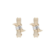 dalika: ribbon bow clip earring pale gold/crystal