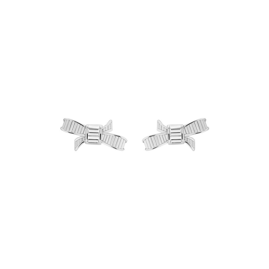 deljcia: mini ribbon bow stud earring silver/crystal
