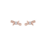deljcia: mini ribbon bow stud earring rose gold/crystal