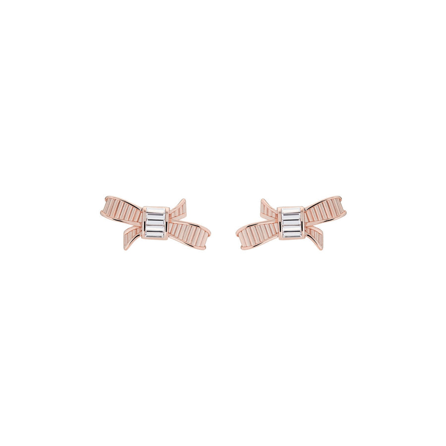 deljcia: mini ribbon bow stud earring rose gold/crystal