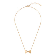 tessla: crystal tux bow gold pendant