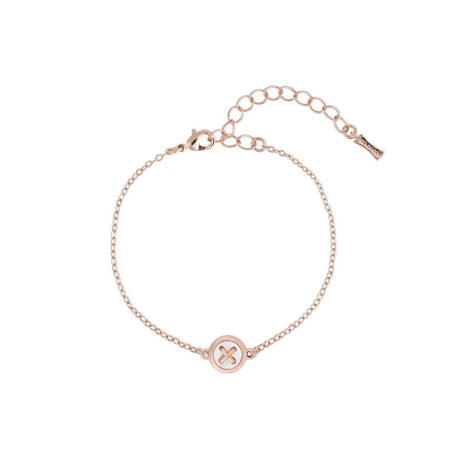brenna: mother of pearl bracelet button rose gold
