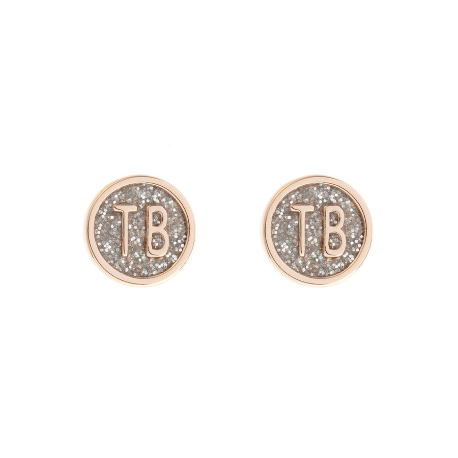 ted baker-dolly mix round glitter rose gold stud earring