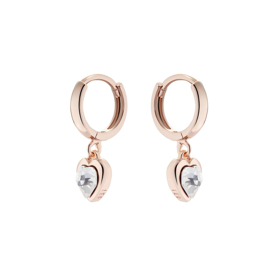 ted baker-crystal heart rose gold ear charms