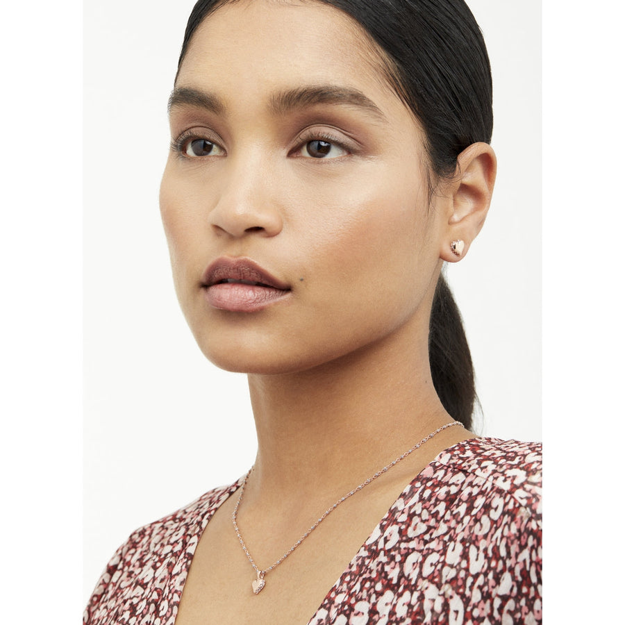 ted baker: sparkle heart enamel chain pendant rose gold silver glitter
