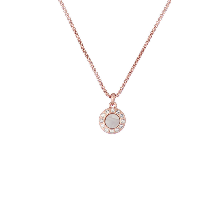 ted baker gemmarh gem button rose gold tone mother of pearl crystal pendant