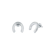 ted bakerlouiee lucky horseshoe stud earring silver tone