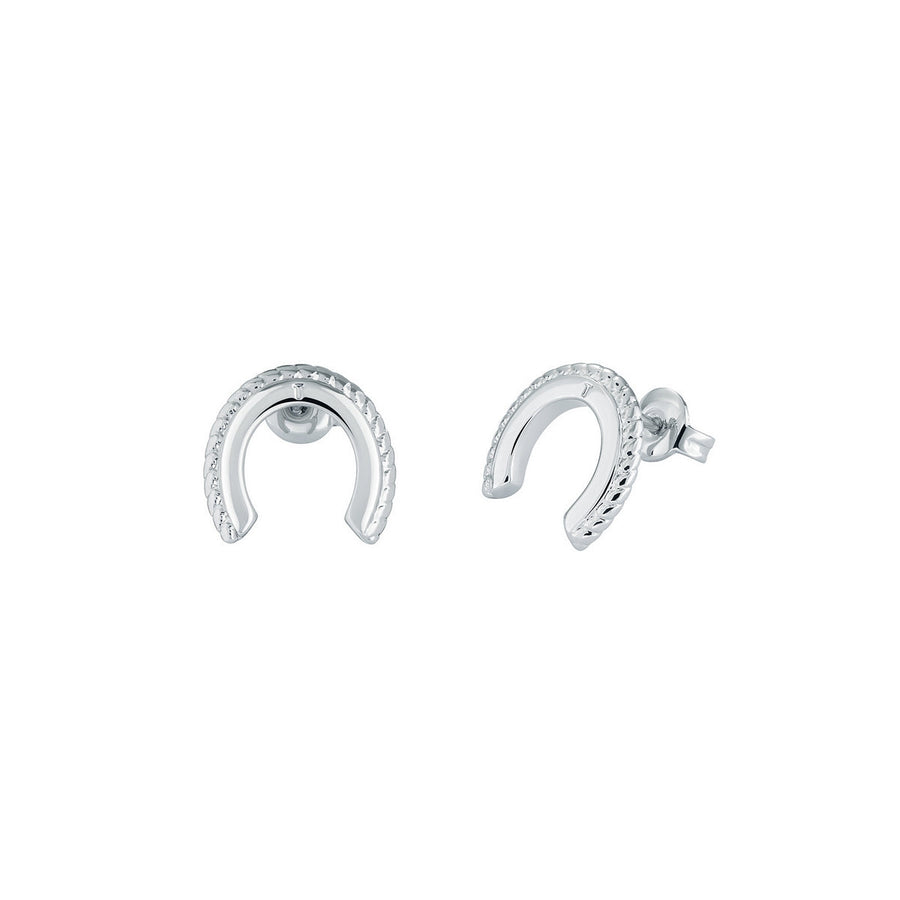 ted bakerlouiee lucky horseshoe stud earring silver tone