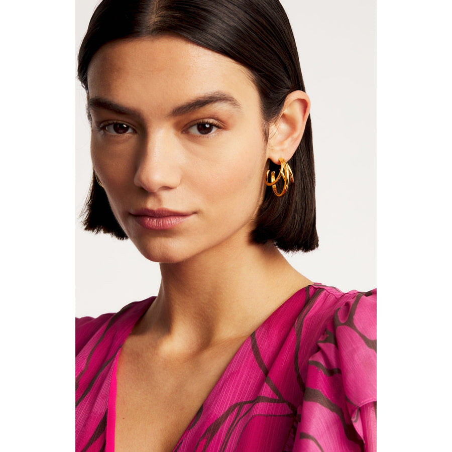 ted bakerhenreta triple hoop earring gold tone