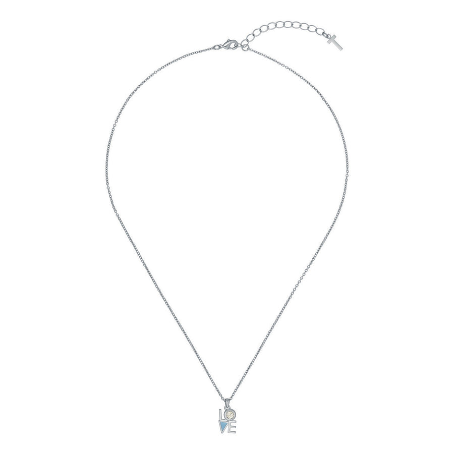 ted baker linnear lo-ve pendant silver tone baby blue